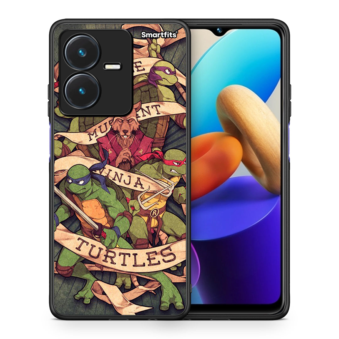 Θήκη Vivo Y22s Ninja Turtles από τη Smartfits με σχέδιο στο πίσω μέρος και μαύρο περίβλημα | Vivo Y22s Ninja Turtles case with colorful back and black bezels