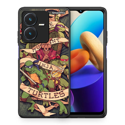 Θήκη Vivo Y22s Ninja Turtles από τη Smartfits με σχέδιο στο πίσω μέρος και μαύρο περίβλημα | Vivo Y22s Ninja Turtles case with colorful back and black bezels