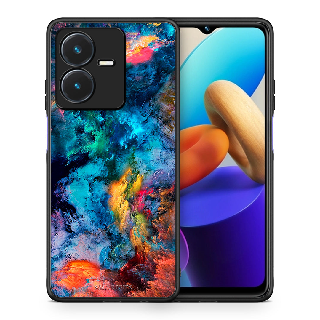 Θήκη Vivo Y22s Crayola Paint από τη Smartfits με σχέδιο στο πίσω μέρος και μαύρο περίβλημα | Vivo Y22s Crayola Paint case with colorful back and black bezels