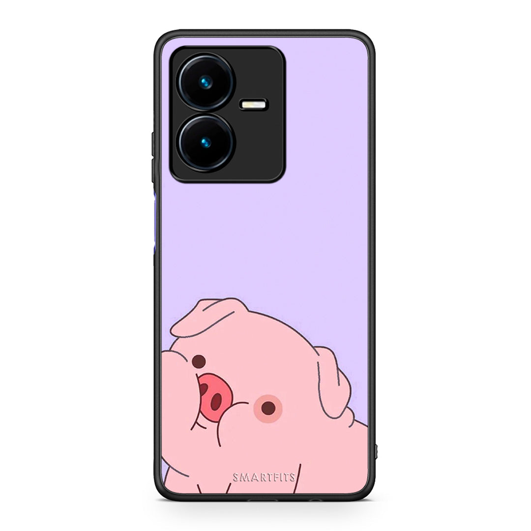 Vivo Y22s Pig Love 2 Θήκη Αγίου Βαλεντίνου από τη Smartfits με σχέδιο στο πίσω μέρος και μαύρο περίβλημα | Smartphone case with colorful back and black bezels by Smartfits