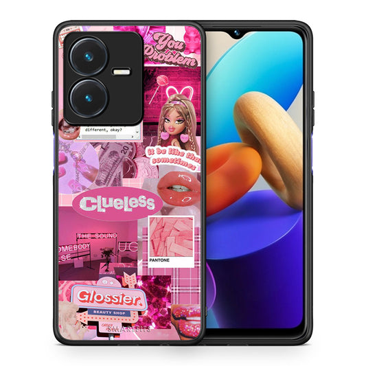 Θήκη Αγίου Βαλεντίνου Vivo Y22s Pink Love από τη Smartfits με σχέδιο στο πίσω μέρος και μαύρο περίβλημα | Vivo Y22s Pink Love case with colorful back and black bezels
