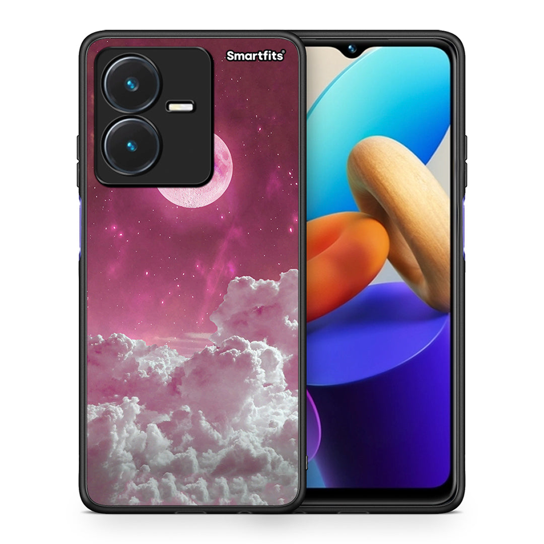Θήκη Vivo Y22s Pink Moon από τη Smartfits με σχέδιο στο πίσω μέρος και μαύρο περίβλημα | Vivo Y22s Pink Moon case with colorful back and black bezels