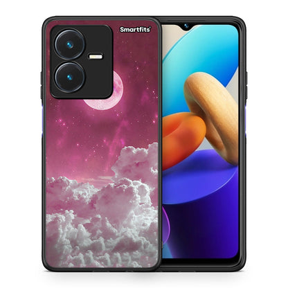 Θήκη Vivo Y22s Pink Moon από τη Smartfits με σχέδιο στο πίσω μέρος και μαύρο περίβλημα | Vivo Y22s Pink Moon case with colorful back and black bezels