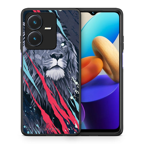 Θήκη Vivo Y22s Lion Designer PopArt από τη Smartfits με σχέδιο στο πίσω μέρος και μαύρο περίβλημα | Vivo Y22s Lion Designer PopArt case with colorful back and black bezels