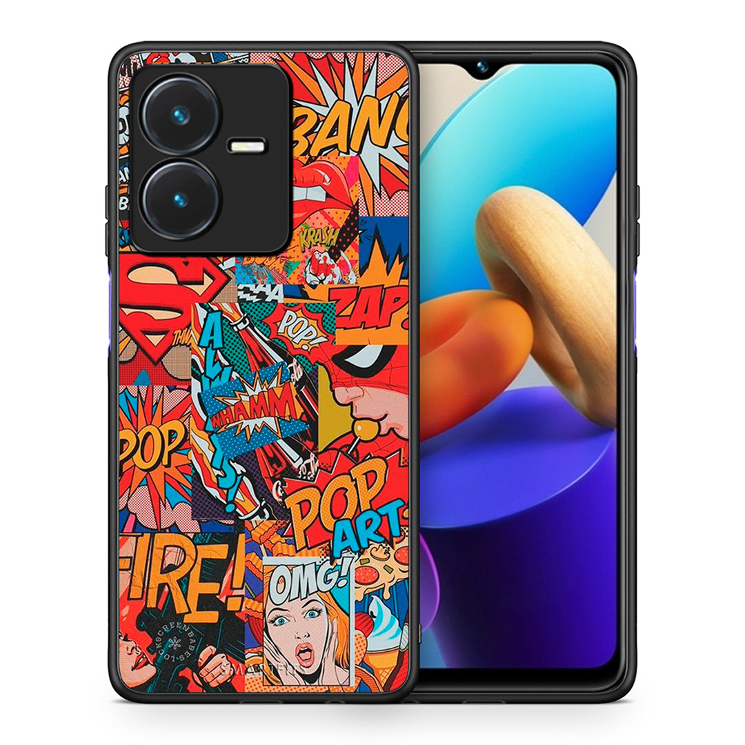 Θήκη Vivo Y22s PopArt OMG από τη Smartfits με σχέδιο στο πίσω μέρος και μαύρο περίβλημα | Vivo Y22s PopArt OMG case with colorful back and black bezels