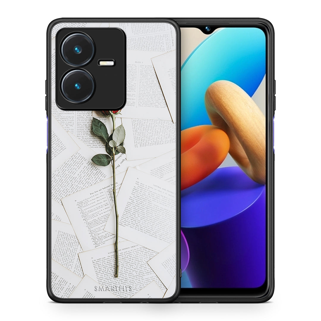 Θήκη Vivo Y22s Red Rose από τη Smartfits με σχέδιο στο πίσω μέρος και μαύρο περίβλημα | Vivo Y22s Red Rose case with colorful back and black bezels