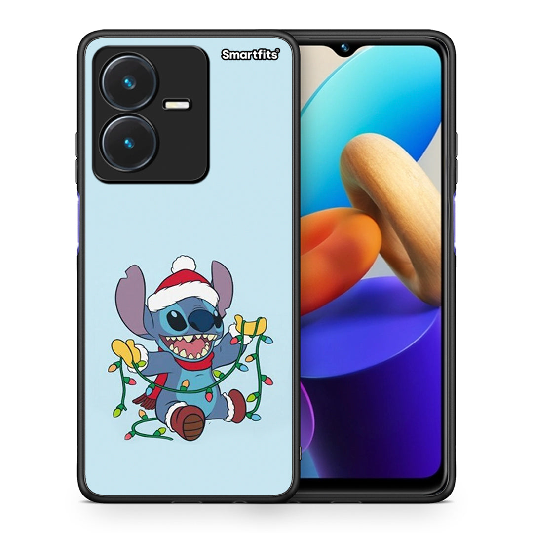 Θήκη Vivo Y22s Santa Stich από τη Smartfits με σχέδιο στο πίσω μέρος και μαύρο περίβλημα | Vivo Y22s Santa Stich case with colorful back and black bezels