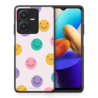 Thumbnail for Θήκη Vivo Y22s Smiley Faces από τη Smartfits με σχέδιο στο πίσω μέρος και μαύρο περίβλημα | Vivo Y22s Smiley Faces case with colorful back and black bezels