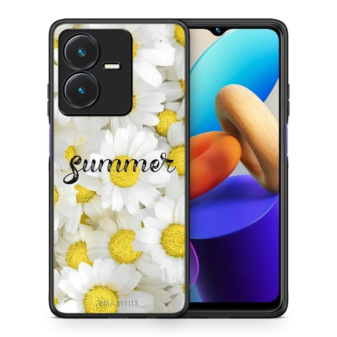 Θήκη Vivo Y22s Summer Daisies από τη Smartfits με σχέδιο στο πίσω μέρος και μαύρο περίβλημα | Vivo Y22s Summer Daisies case with colorful back and black bezels