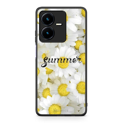 Vivo Y22s Summer Daisies Θήκη από τη Smartfits με σχέδιο στο πίσω μέρος και μαύρο περίβλημα | Smartphone case with colorful back and black bezels by Smartfits