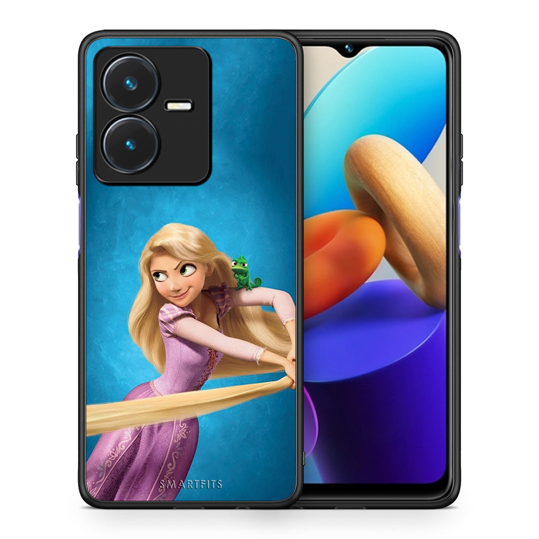 Θήκη Αγίου Βαλεντίνου Vivo Y22s Tangled 2 από τη Smartfits με σχέδιο στο πίσω μέρος και μαύρο περίβλημα | Vivo Y22s Tangled 2 case with colorful back and black bezels