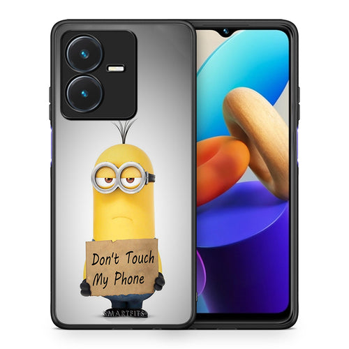 Θήκη Vivo Y22s Minion Text από τη Smartfits με σχέδιο στο πίσω μέρος και μαύρο περίβλημα | Vivo Y22s Minion Text case with colorful back and black bezels