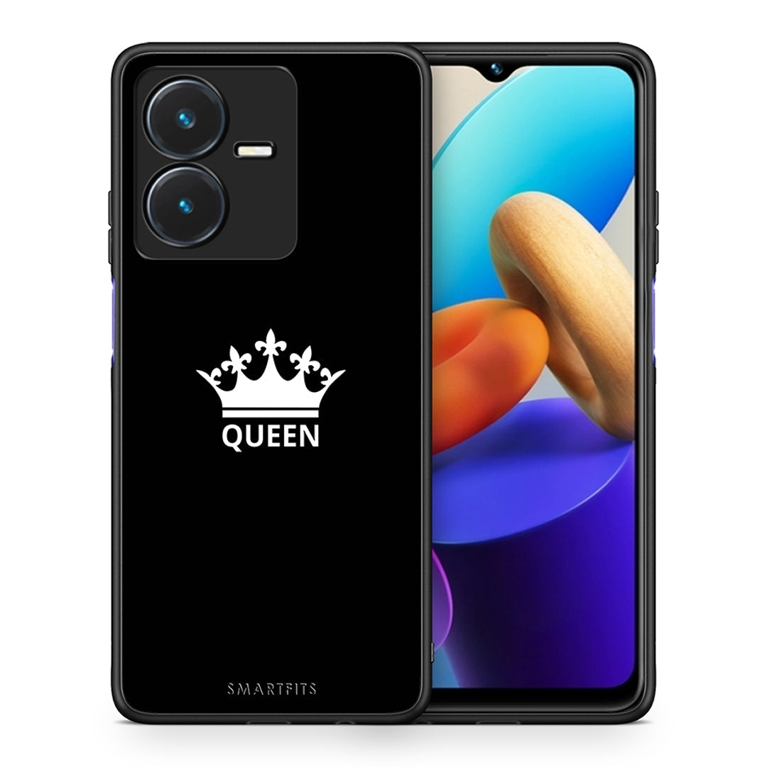 Θήκη Vivo Y22s Queen Valentine από τη Smartfits με σχέδιο στο πίσω μέρος και μαύρο περίβλημα | Vivo Y22s Queen Valentine case with colorful back and black bezels