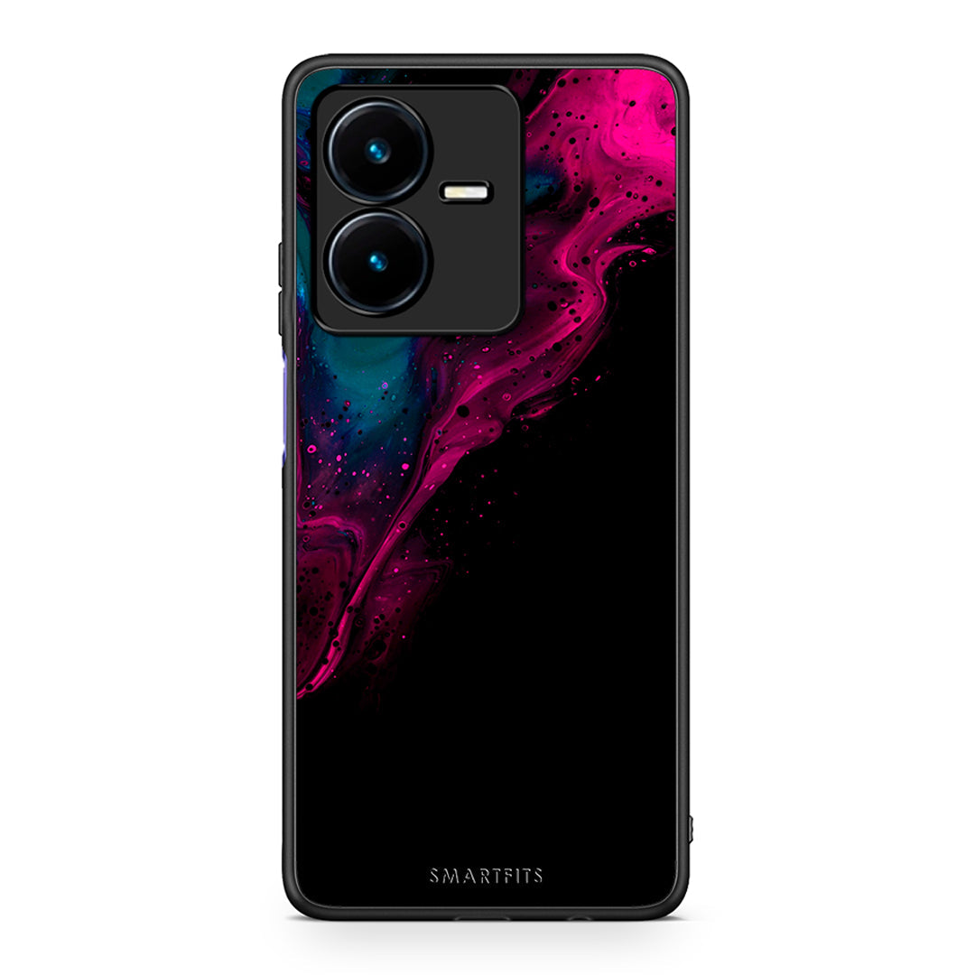 4 - Vivo Y22s Pink Black Watercolor case, cover, bumper