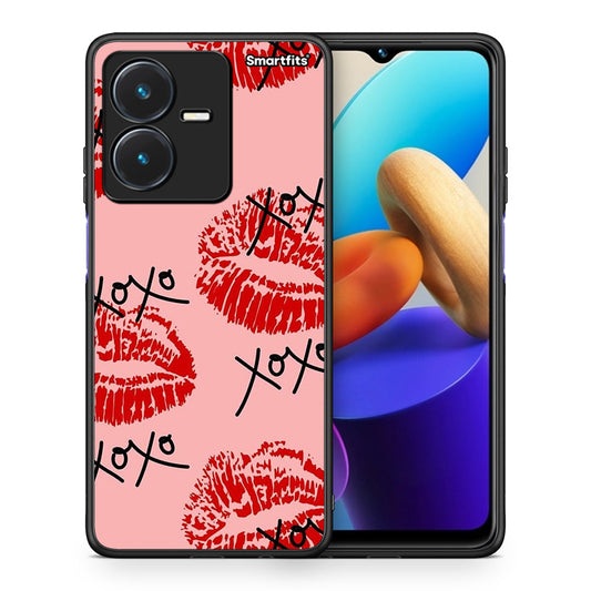Θήκη Vivo Y22s XOXO Lips από τη Smartfits με σχέδιο στο πίσω μέρος και μαύρο περίβλημα | Vivo Y22s XOXO Lips case with colorful back and black bezels
