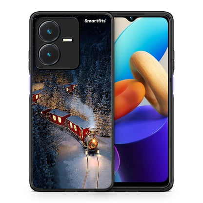 Θήκη Vivo Y22s Xmas Train από τη Smartfits με σχέδιο στο πίσω μέρος και μαύρο περίβλημα | Vivo Y22s Xmas Train case with colorful back and black bezels
