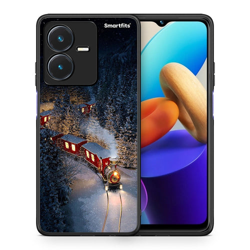 Θήκη Vivo Y22s Xmas Train από τη Smartfits με σχέδιο στο πίσω μέρος και μαύρο περίβλημα | Vivo Y22s Xmas Train case with colorful back and black bezels