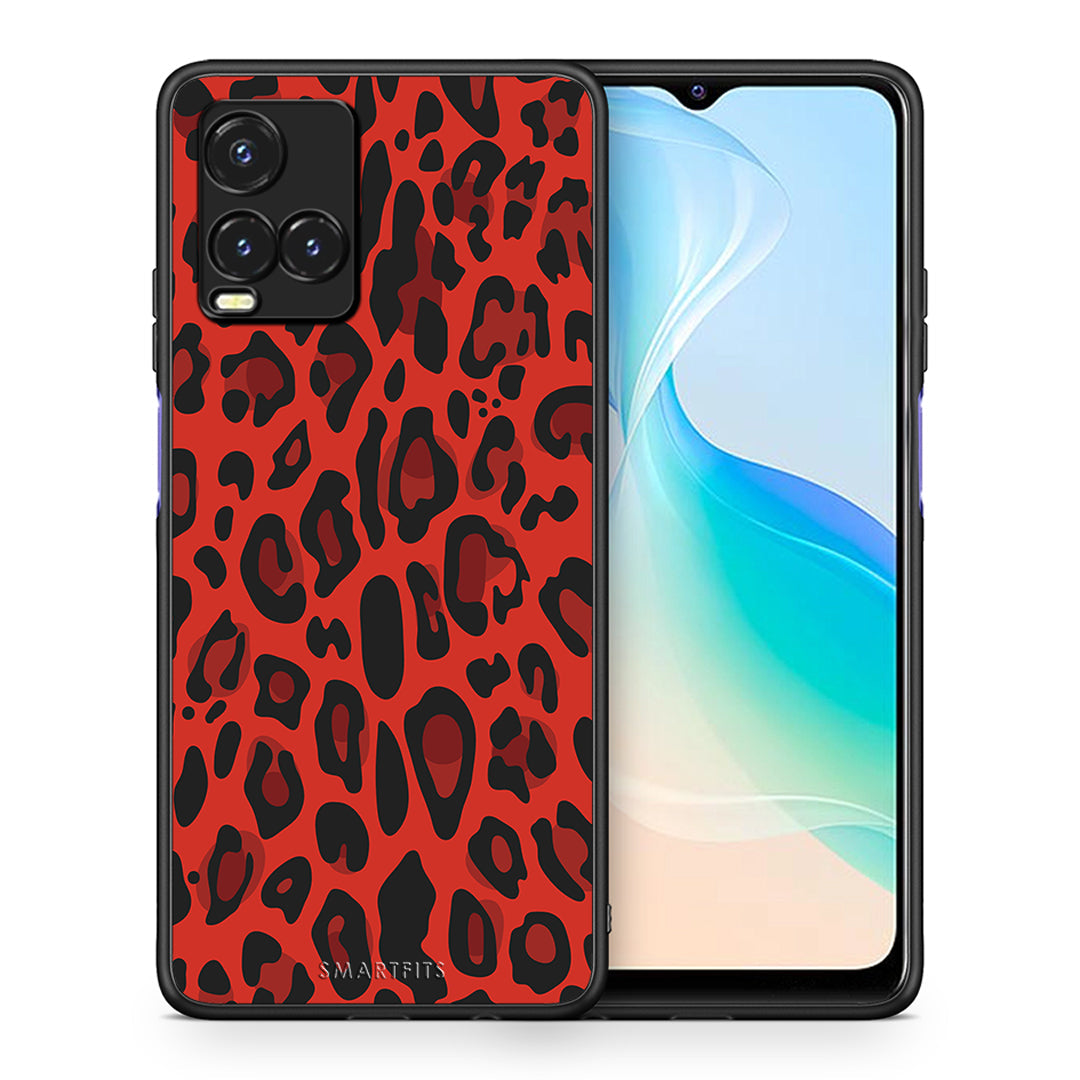 Θήκη Vivo Y33s / Y21s / Y21 Red Leopard Animal από τη Smartfits με σχέδιο στο πίσω μέρος και μαύρο περίβλημα | Vivo Y33s / Y21s / Y21 Red Leopard Animal case with colorful back and black bezels