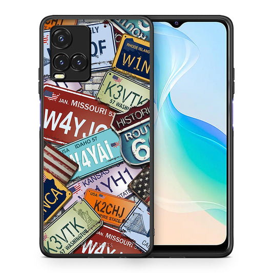 Θήκη Vivo Y33s / Y21s / Y21 Car Plates από τη Smartfits με σχέδιο στο πίσω μέρος και μαύρο περίβλημα | Vivo Y33s / Y21s / Y21 Car Plates case with colorful back and black bezels
