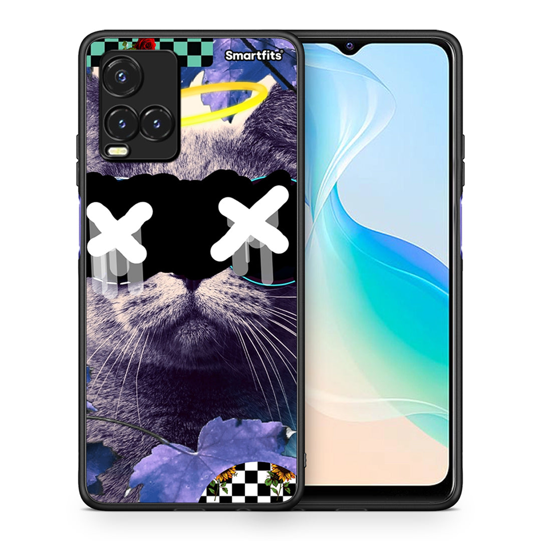 Θήκη Vivo Y33s / Y21s / Y21 Cat Collage από τη Smartfits με σχέδιο στο πίσω μέρος και μαύρο περίβλημα | Vivo Y33s / Y21s / Y21 Cat Collage case with colorful back and black bezels