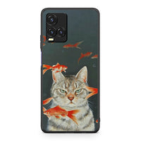 Thumbnail for Vivo Y33s / Y21s / Y21 Cat Goldfish θήκη από τη Smartfits με σχέδιο στο πίσω μέρος και μαύρο περίβλημα | Smartphone case with colorful back and black bezels by Smartfits