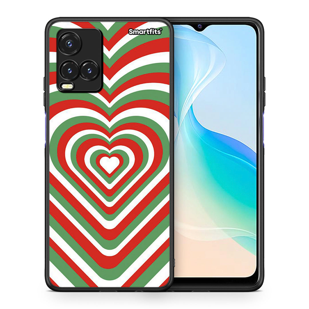 Θήκη Vivo Y33s / Y21s / Y21 Christmas Hearts από τη Smartfits με σχέδιο στο πίσω μέρος και μαύρο περίβλημα | Vivo Y33s / Y21s / Y21 Christmas Hearts case with colorful back and black bezels