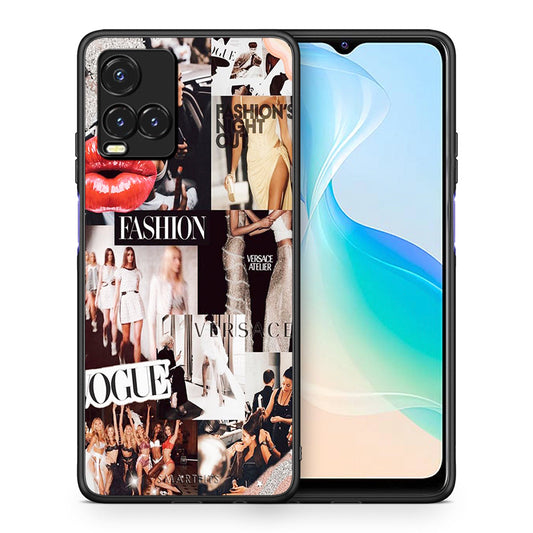 Θήκη Αγίου Βαλεντίνου Vivo Y33s / Y21s / Y21 Collage Fashion από τη Smartfits με σχέδιο στο πίσω μέρος και μαύρο περίβλημα | Vivo Y33s / Y21s / Y21 Collage Fashion case with colorful back and black bezels