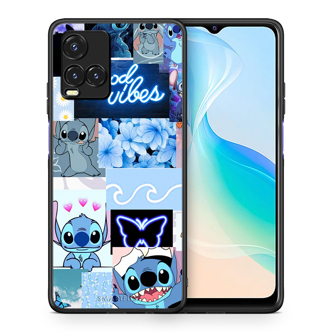 Θήκη Αγίου Βαλεντίνου Vivo Y33s / Y21s / Y21 Collage Good Vibes από τη Smartfits με σχέδιο στο πίσω μέρος και μαύρο περίβλημα | Vivo Y33s / Y21s / Y21 Collage Good Vibes case with colorful back and black bezels