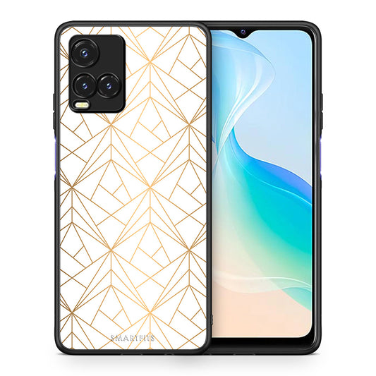 Θήκη Vivo Y33s / Y21s / Y21 Luxury White Geometric από τη Smartfits με σχέδιο στο πίσω μέρος και μαύρο περίβλημα | Vivo Y33s / Y21s / Y21 Luxury White Geometric case with colorful back and black bezels