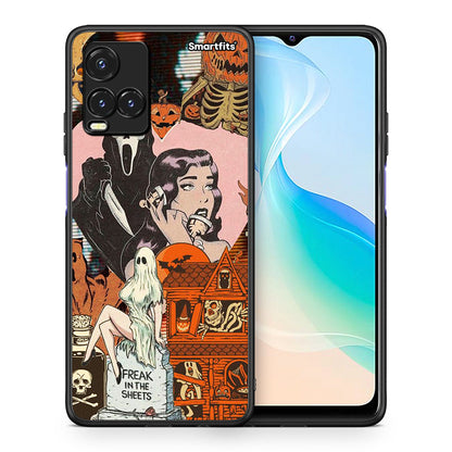 Θήκη Vivo Y33s / Y21s / Y21 Halloween Collage από τη Smartfits με σχέδιο στο πίσω μέρος και μαύρο περίβλημα | Vivo Y33s / Y21s / Y21 Halloween Collage case with colorful back and black bezels
