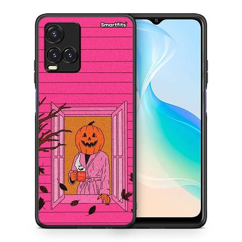 Θήκη Vivo Y33s / Y21s / Y21 Halloween Pumpkin Lady από τη Smartfits με σχέδιο στο πίσω μέρος και μαύρο περίβλημα | Vivo Y33s / Y21s / Y21 Halloween Pumpkin Lady case with colorful back and black bezels