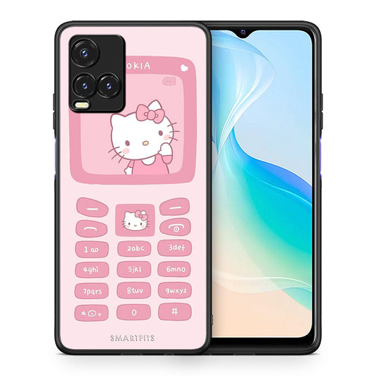 Θήκη Αγίου Βαλεντίνου Vivo Y33s / Y21s / Y21 Hello Kitten από τη Smartfits με σχέδιο στο πίσω μέρος και μαύρο περίβλημα | Vivo Y33s / Y21s / Y21 Hello Kitten case with colorful back and black bezels