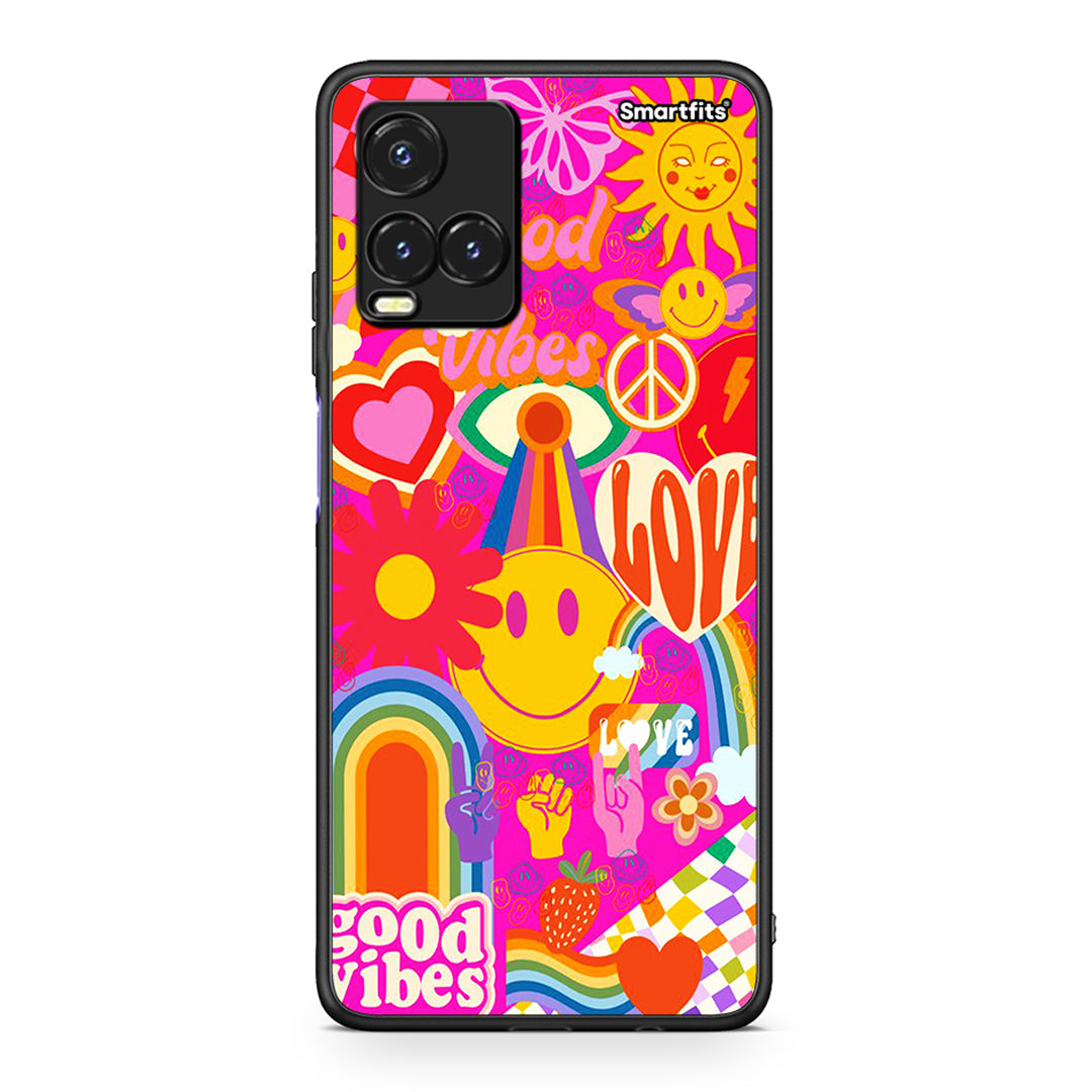 Vivo Y33s / Y21s / Y21 Hippie Love θήκη από τη Smartfits με σχέδιο στο πίσω μέρος και μαύρο περίβλημα | Smartphone case with colorful back and black bezels by Smartfits