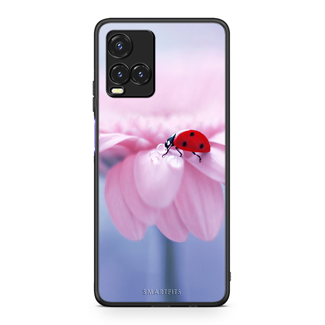 Vivo Y33s / Y21s / Y21 Ladybug Flower θήκη από τη Smartfits με σχέδιο στο πίσω μέρος και μαύρο περίβλημα | Smartphone case with colorful back and black bezels by Smartfits