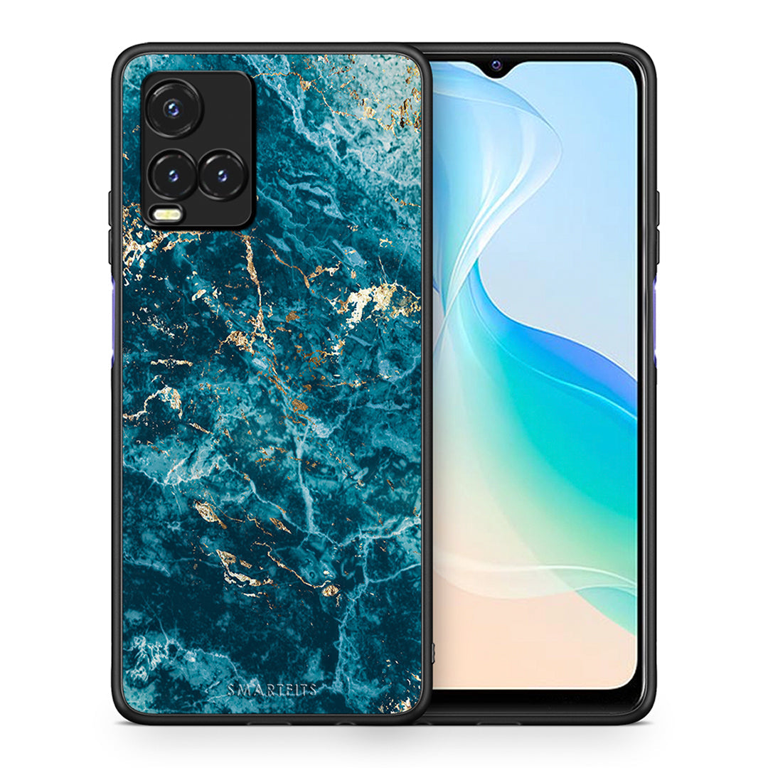 Θήκη Vivo Y33s / Y21s / Y21 Marble Blue από τη Smartfits με σχέδιο στο πίσω μέρος και μαύρο περίβλημα | Vivo Y33s / Y21s / Y21 Marble Blue case with colorful back and black bezels
