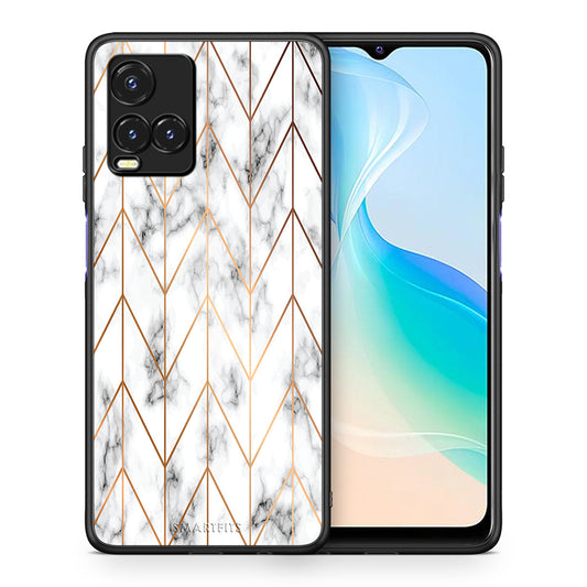 Θήκη Vivo Y33s / Y21s / Y21 Gold Geometric Marble από τη Smartfits με σχέδιο στο πίσω μέρος και μαύρο περίβλημα | Vivo Y33s / Y21s / Y21 Gold Geometric Marble case with colorful back and black bezels