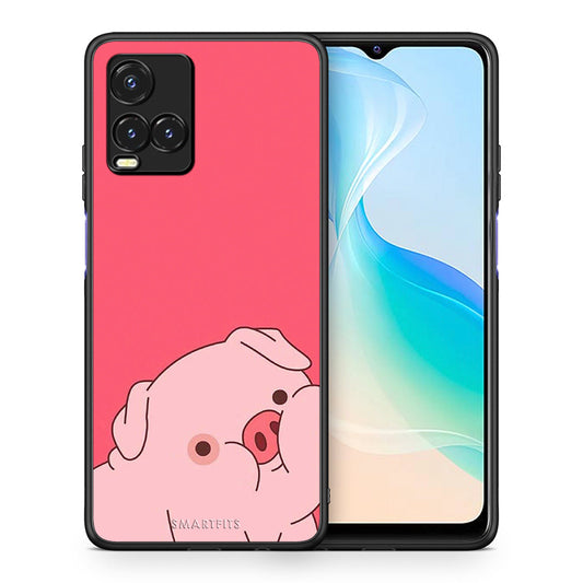 Θήκη Αγίου Βαλεντίνου Vivo Y33s / Y21s / Y21 Pig Love 1 από τη Smartfits με σχέδιο στο πίσω μέρος και μαύρο περίβλημα | Vivo Y33s / Y21s / Y21 Pig Love 1 case with colorful back and black bezels