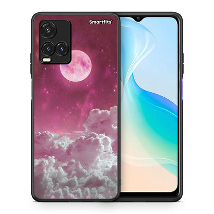 Θήκη Vivo Y33s / Y21s / Y21 Pink Moon από τη Smartfits με σχέδιο στο πίσω μέρος και μαύρο περίβλημα | Vivo Y33s / Y21s / Y21 Pink Moon case with colorful back and black bezels