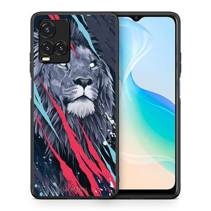 Θήκη Vivo Y33s / Y21s / Y21 Lion Designer PopArt από τη Smartfits με σχέδιο στο πίσω μέρος και μαύρο περίβλημα | Vivo Y33s / Y21s / Y21 Lion Designer PopArt case with colorful back and black bezels