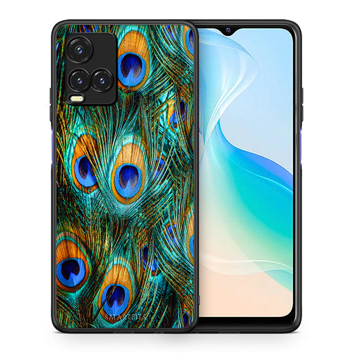 Θήκη Vivo Y33s / Y21s / Y21 Real Peacock Feathers από τη Smartfits με σχέδιο στο πίσω μέρος και μαύρο περίβλημα | Vivo Y33s / Y21s / Y21 Real Peacock Feathers case with colorful back and black bezels