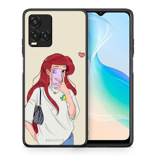 Θήκη Vivo Y33s / Y21s / Y21 Walking Mermaid από τη Smartfits με σχέδιο στο πίσω μέρος και μαύρο περίβλημα | Vivo Y33s / Y21s / Y21 Walking Mermaid case with colorful back and black bezels