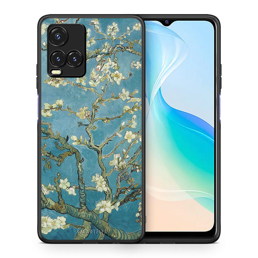 Θήκη Vivo Y33s / Y21s / Y21 White Blossoms από τη Smartfits με σχέδιο στο πίσω μέρος και μαύρο περίβλημα | Vivo Y33s / Y21s / Y21 White Blossoms case with colorful back and black bezels