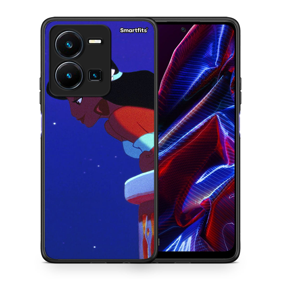 Θήκη Vivo Y35 5G Alladin And Jasmine Love 2 από τη Smartfits με σχέδιο στο πίσω μέρος και μαύρο περίβλημα | Vivo Y35 5G Alladin And Jasmine Love 2 case with colorful back and black bezels