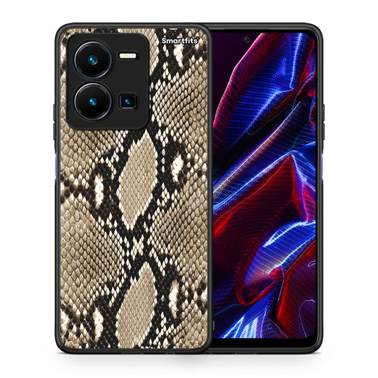 Θήκη Vivo Y35 5G Fashion Snake Animal από τη Smartfits με σχέδιο στο πίσω μέρος και μαύρο περίβλημα | Vivo Y35 5G Fashion Snake Animal case with colorful back and black bezels