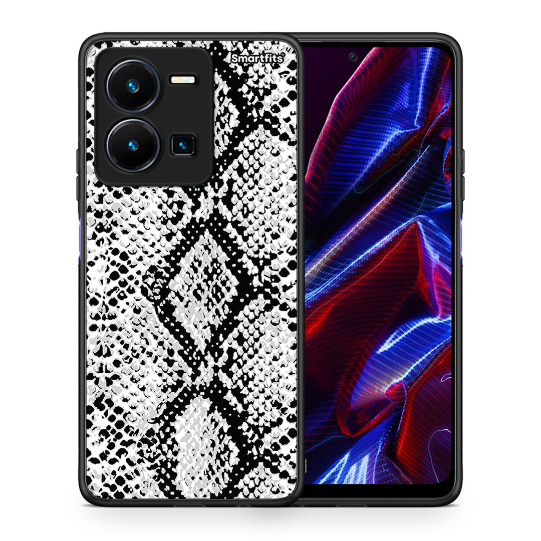 Θήκη Vivo Y35 5G White Snake Animal από τη Smartfits με σχέδιο στο πίσω μέρος και μαύρο περίβλημα | Vivo Y35 5G White Snake Animal case with colorful back and black bezels