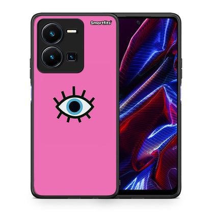 Θήκη Vivo Y35 5G Blue Eye Pink από τη Smartfits με σχέδιο στο πίσω μέρος και μαύρο περίβλημα | Vivo Y35 5G Blue Eye Pink case with colorful back and black bezels