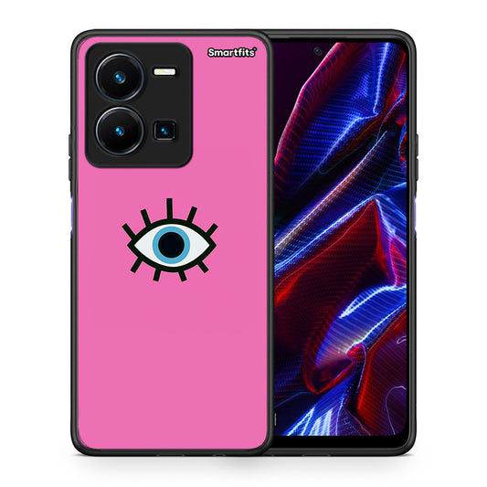 Θήκη Vivo Y35 5G Blue Eye Pink από τη Smartfits με σχέδιο στο πίσω μέρος και μαύρο περίβλημα | Vivo Y35 5G Blue Eye Pink case with colorful back and black bezels