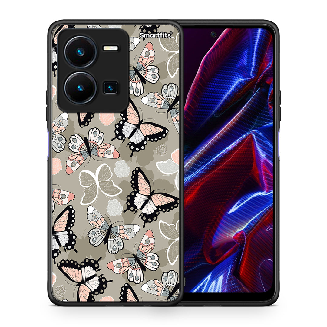 Θήκη Vivo Y35 5G Butterflies Boho από τη Smartfits με σχέδιο στο πίσω μέρος και μαύρο περίβλημα | Vivo Y35 5G Butterflies Boho case with colorful back and black bezels