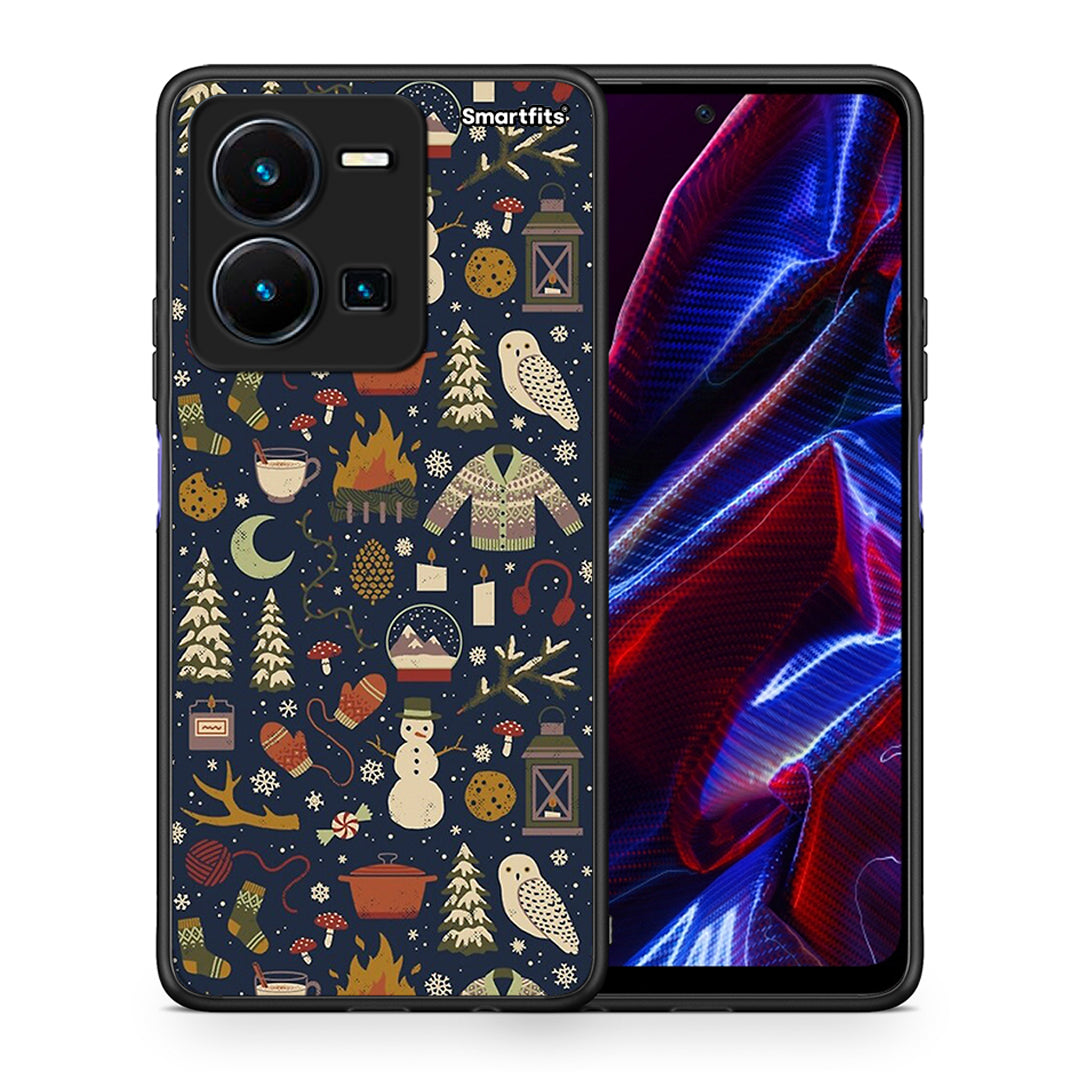 Θήκη Vivo Y35 5G Christmas Elements από τη Smartfits με σχέδιο στο πίσω μέρος και μαύρο περίβλημα | Vivo Y35 5G Christmas Elements case with colorful back and black bezels