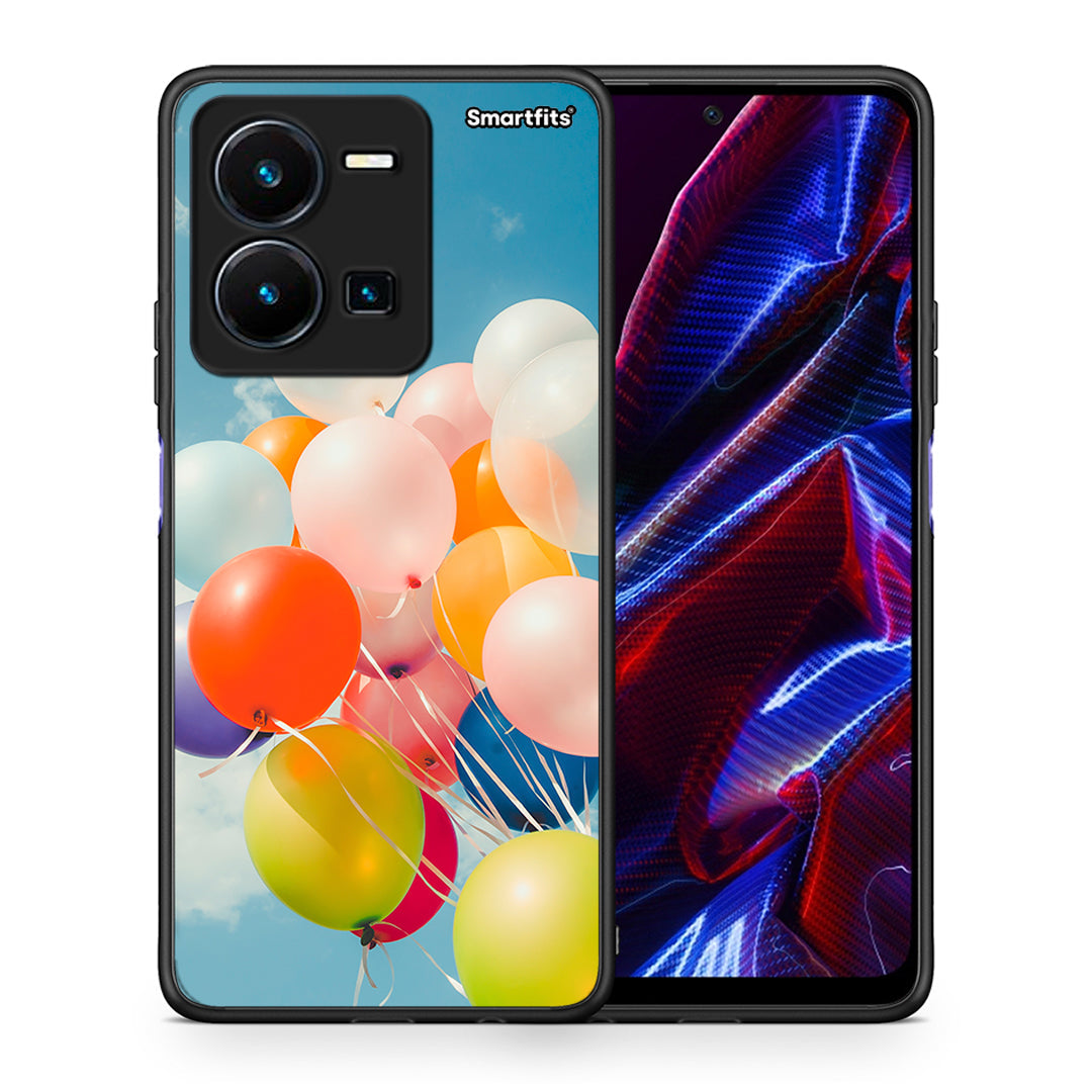 Θήκη Vivo Y35 5G Colorful Balloons από τη Smartfits με σχέδιο στο πίσω μέρος και μαύρο περίβλημα | Vivo Y35 5G Colorful Balloons case with colorful back and black bezels